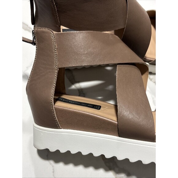 Steven By Steve Madden Keanna Cross Straps Taupe Platform Wedge Sandals Size 10 - Picture 12 of 15